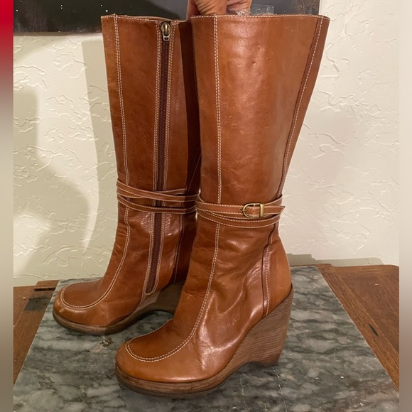 Women’s Schutz  retro leather wedge boots. Size 6. GUC. - Picture 12 of 16